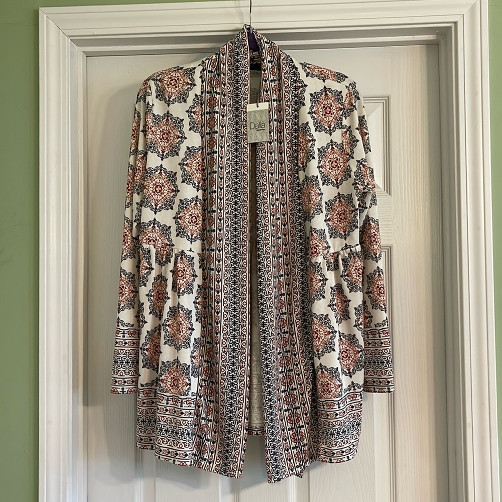 DALIA Long Open Front Cardigan -Size Large